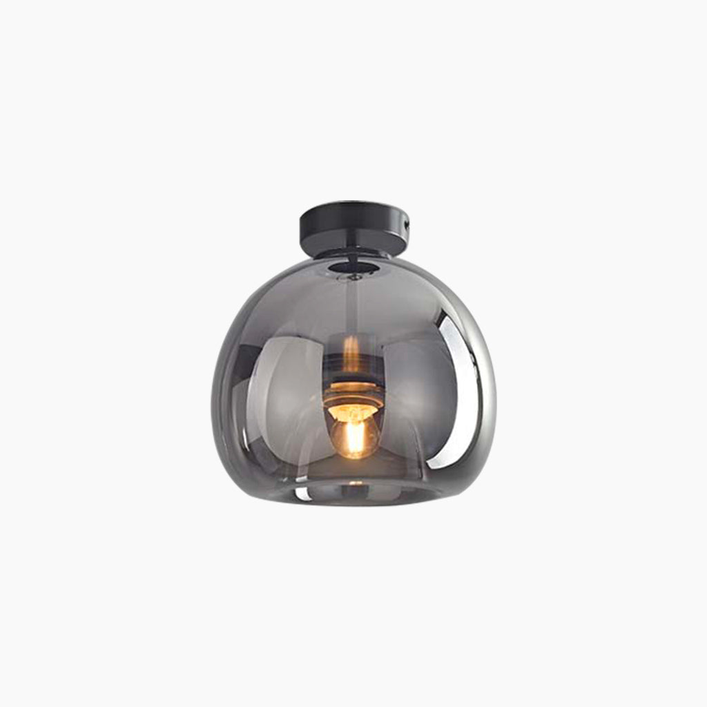 Semi-Flush Mount Ceiling Light Modern Glass Globe, Black / Gold