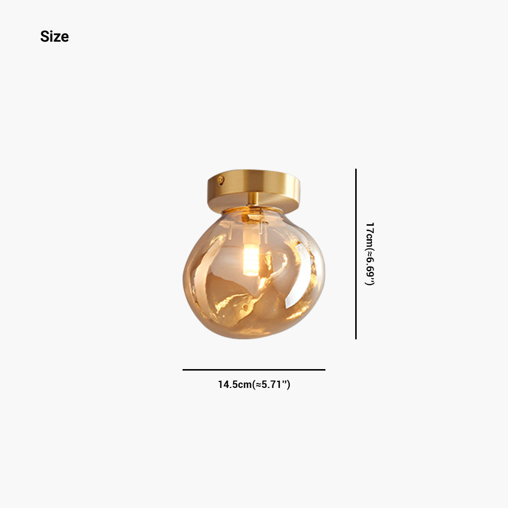 Semi-Flush Mount Ceiling Light Modern Glass Globe, Black / Gold