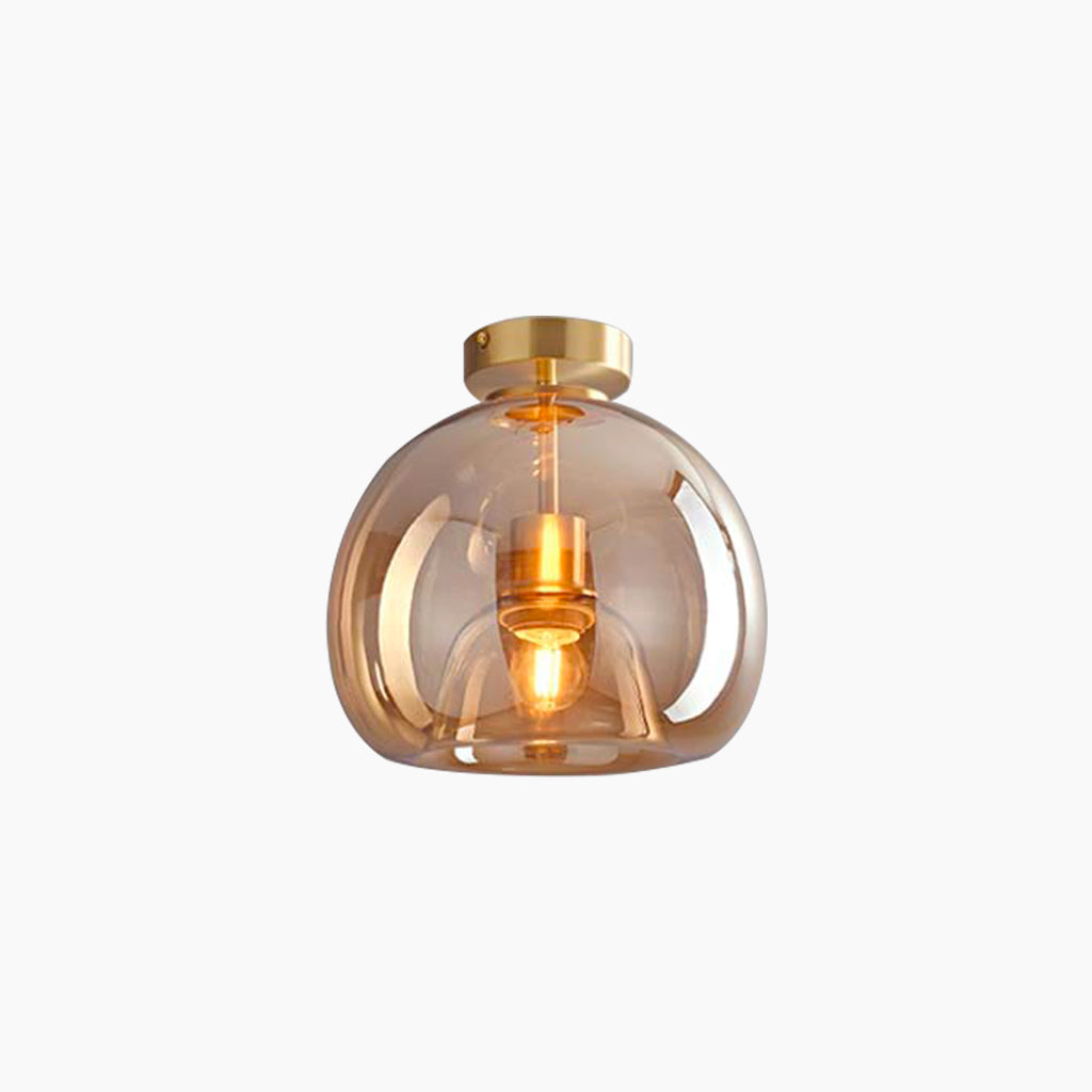 Semi-Flush Mount Ceiling Light Modern Glass Globe, Black / Gold