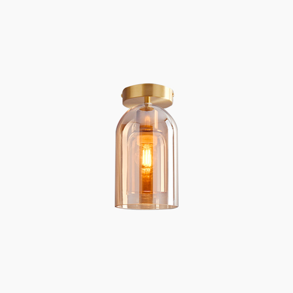 Semi-Flush Mount Ceiling Light Modern Glass Globe, Black / Gold