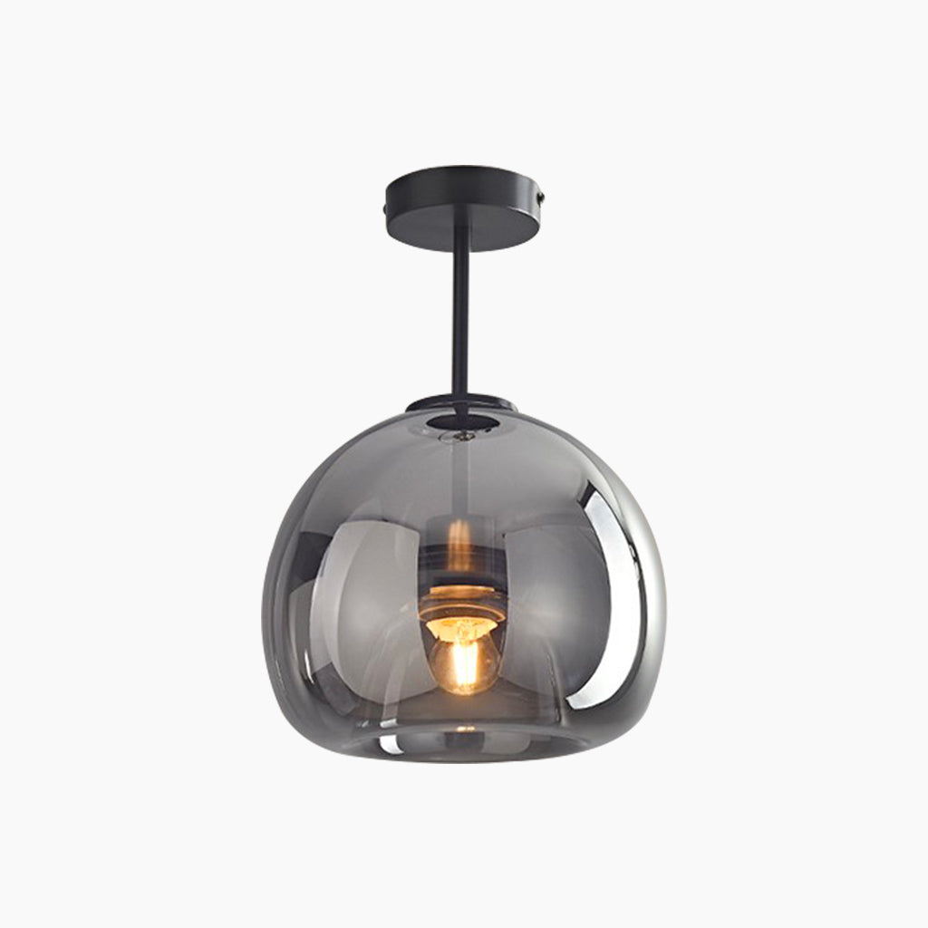 Semi-Flush Mount Ceiling Light Modern Glass Globe, Black / Gold