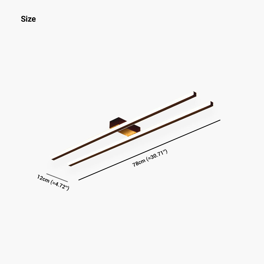 Semi-Flush Mount Ceiling Light  Minimalist Dual Bar Linear LED, 3 Colors