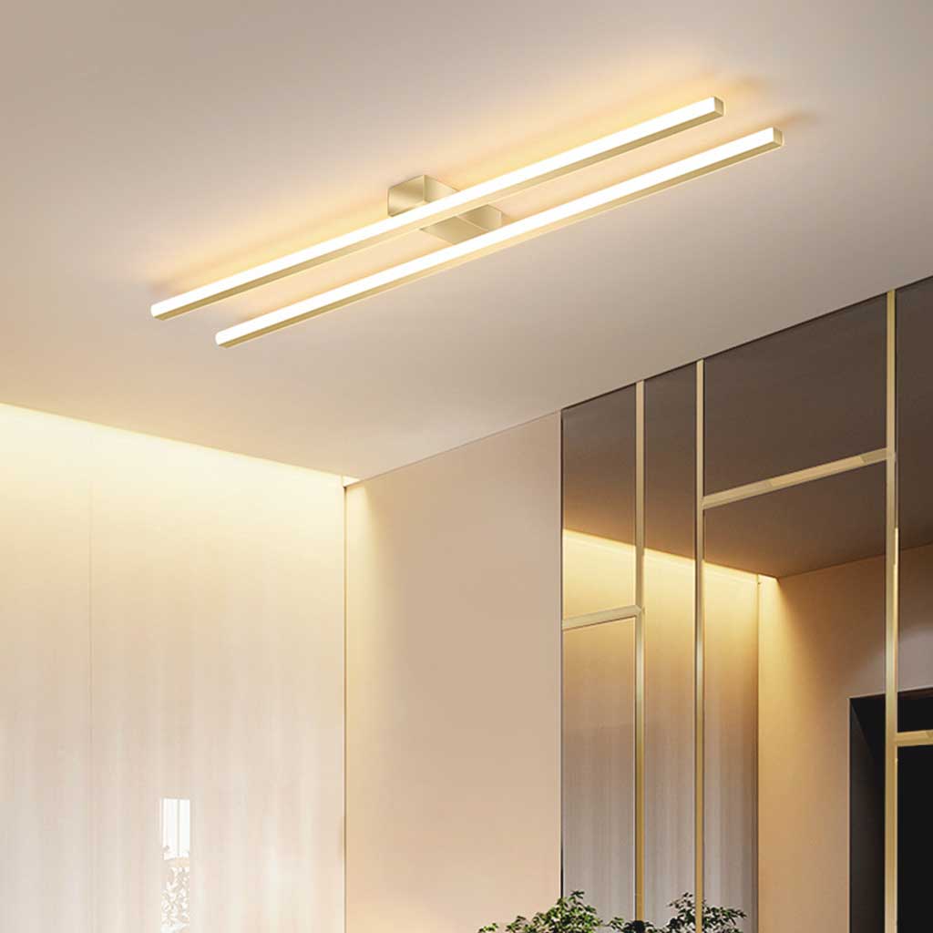 Semi-Flush Mount Ceiling Light  Minimalist Dual Bar Linear LED, 3 Colors