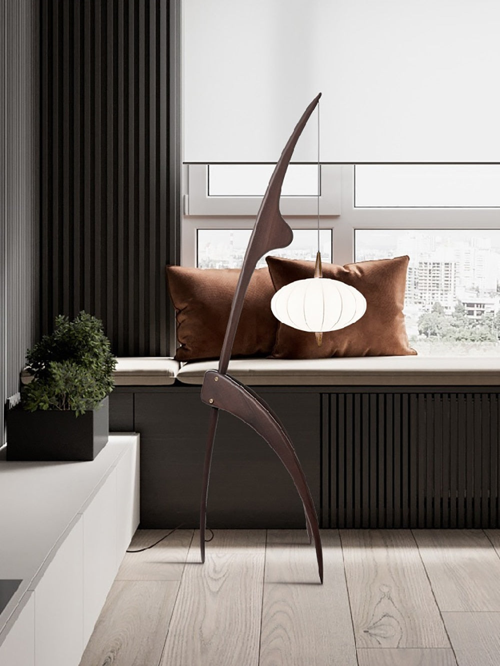 OLGA Floor Lamp Nordic Creative Wood Fabric Dimming Night Stand