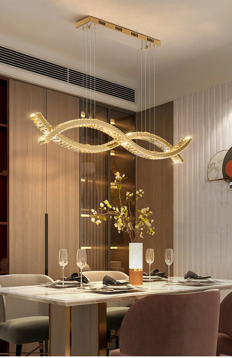 Ylk Wave Design Crystal Pendant Lamp