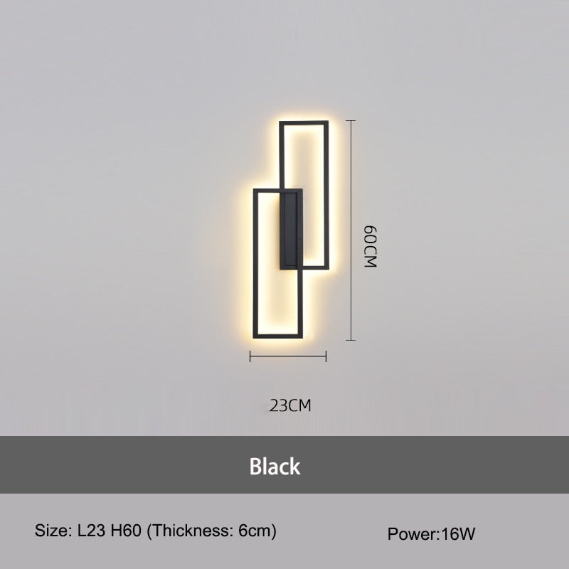 IIS LED Wall Sconces Black Rectangle Minimalist Wall Mounted Light