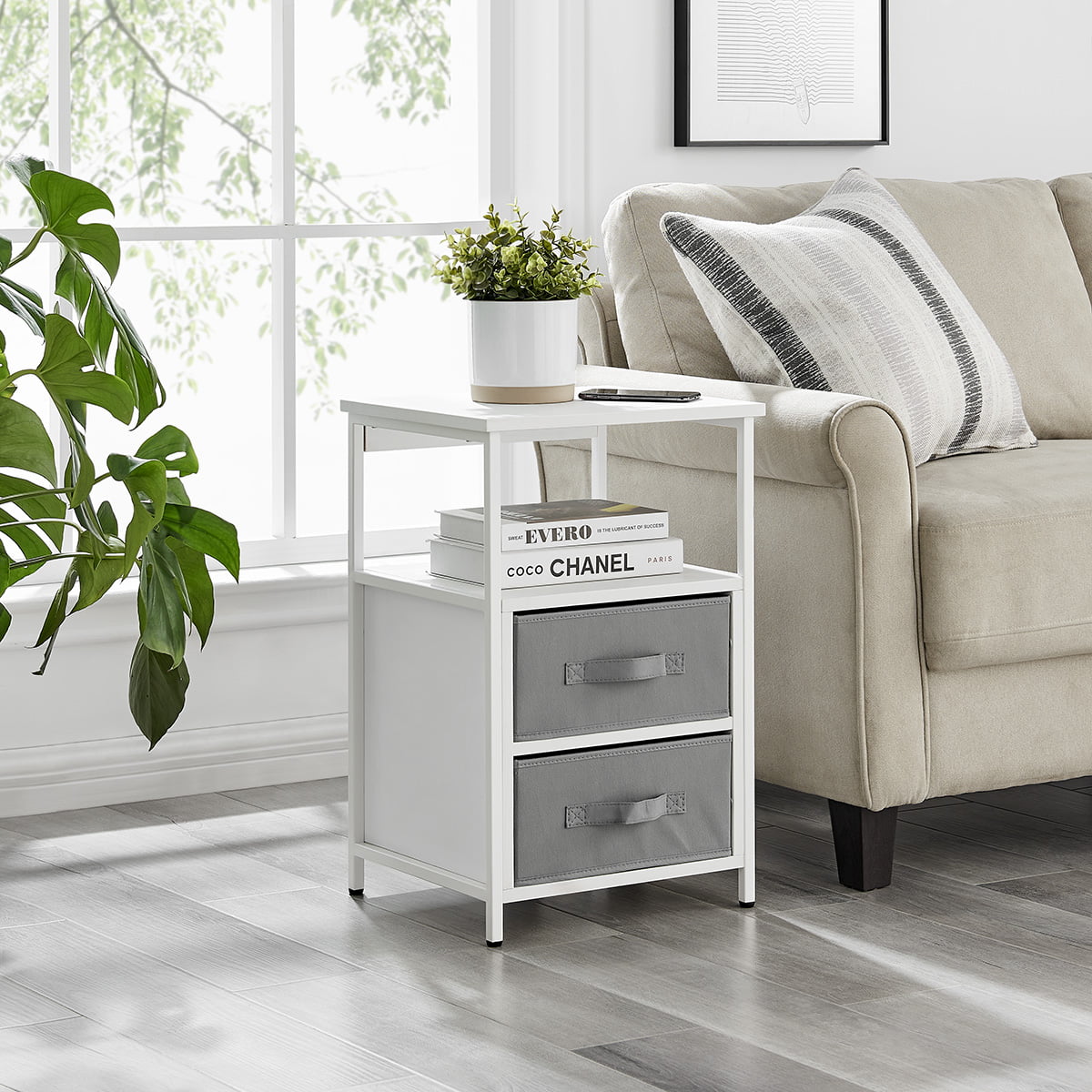 Solveig - Modern Nightstand with Charging Station