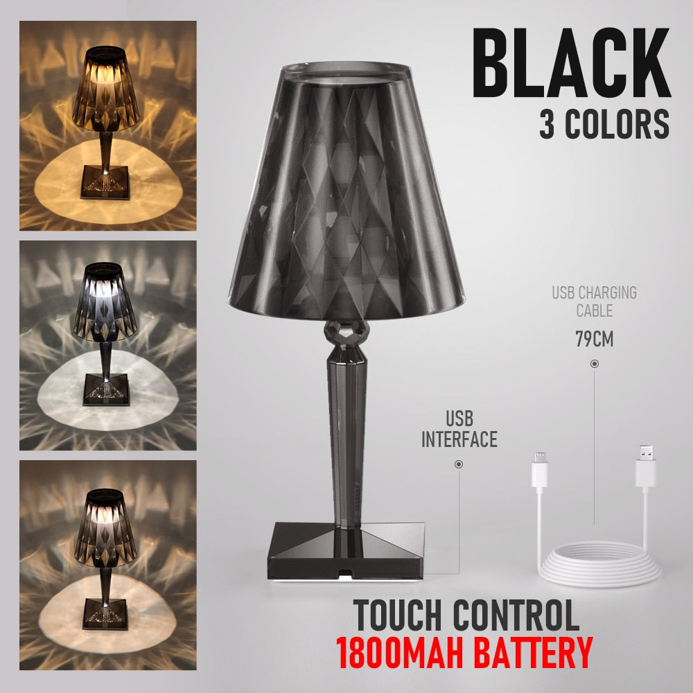 PQ LED Diamond Crystal Projection Night Lights USB Charging Touch Control