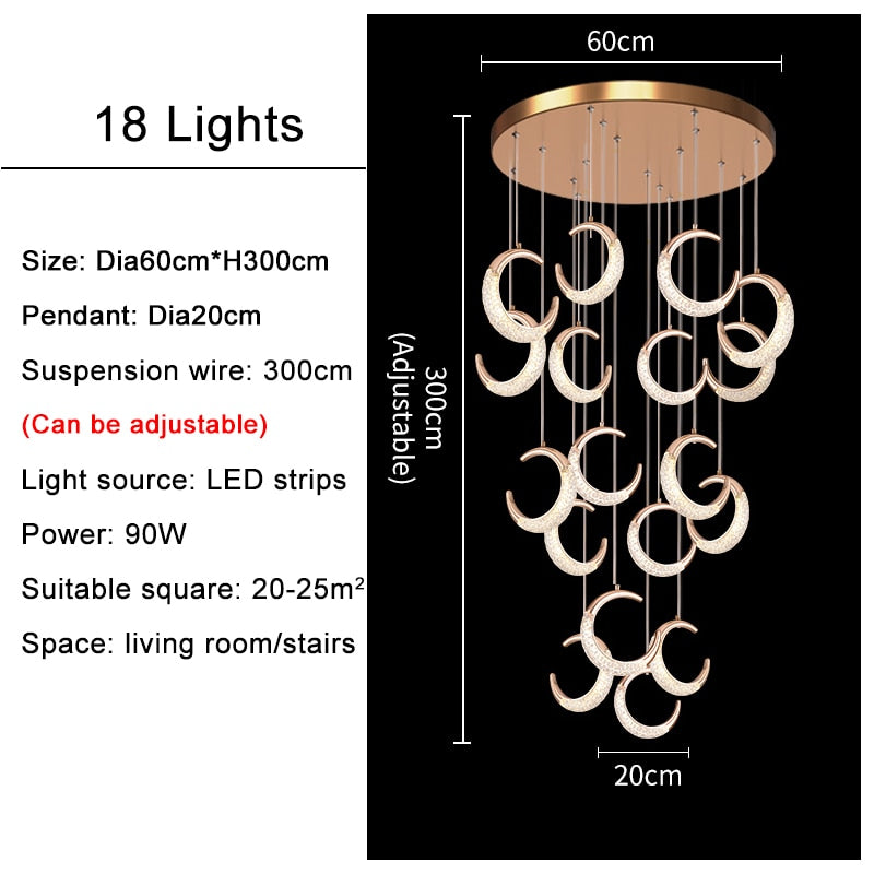 Ylk Half-Moon Modern LED Chandelier