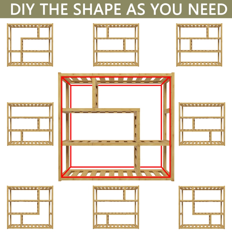 Lisbet - Shower Shelves 3-Tier Bamboo Bathroom Wood Shelves