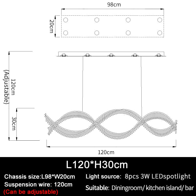 Ylk Large Wave Design Chandelier