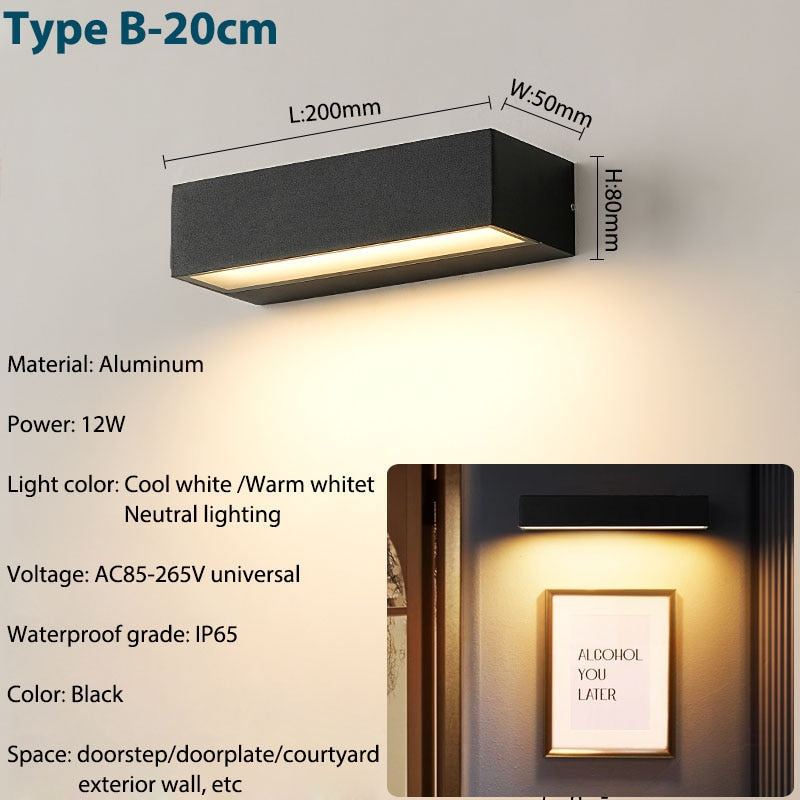 IIS LED Outdoor IP65 Waterproof Porch Wall Sconces Aluminum Exterior