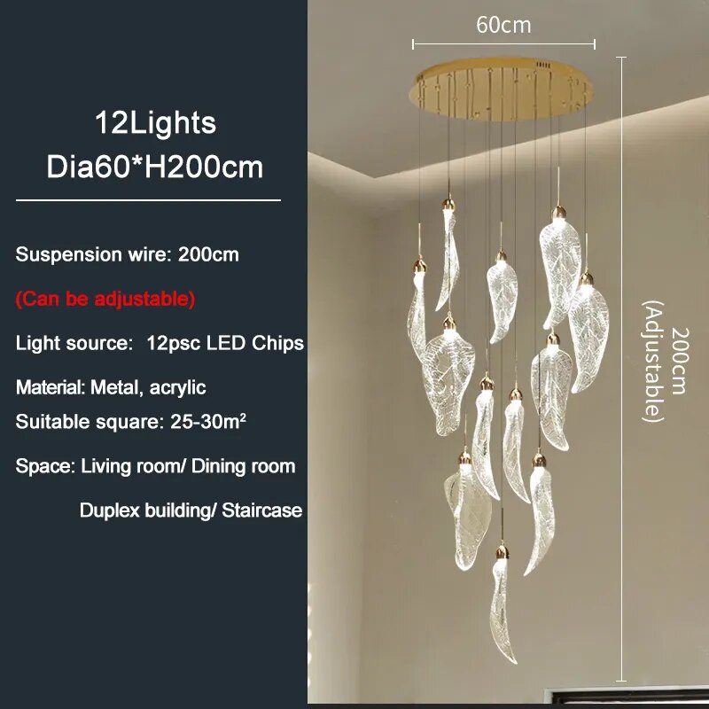 Ylk Crystal Leaf LED Chandelier