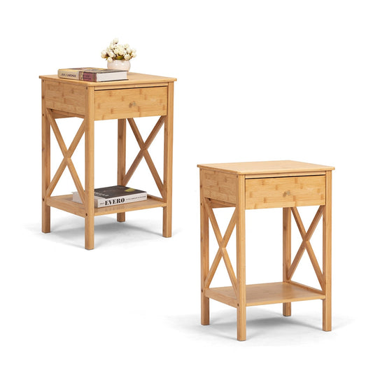 Vilfrid - Bedside Cabinets Wood Cabinet Small Nightstand Set of 2