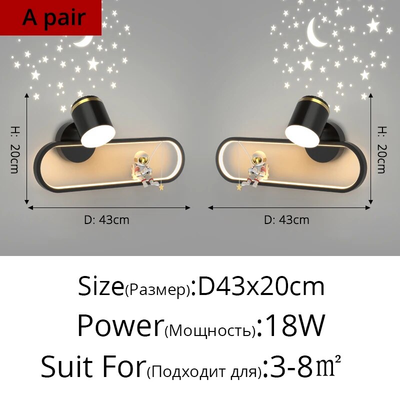 MAV Kid's room creative Wall Lamp Stars Projection Astronaut Decoration