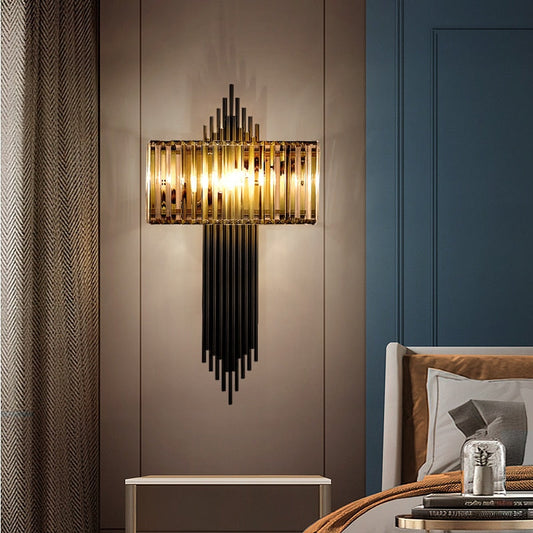 Ylk Black/Gold Crystal Wall Lamp