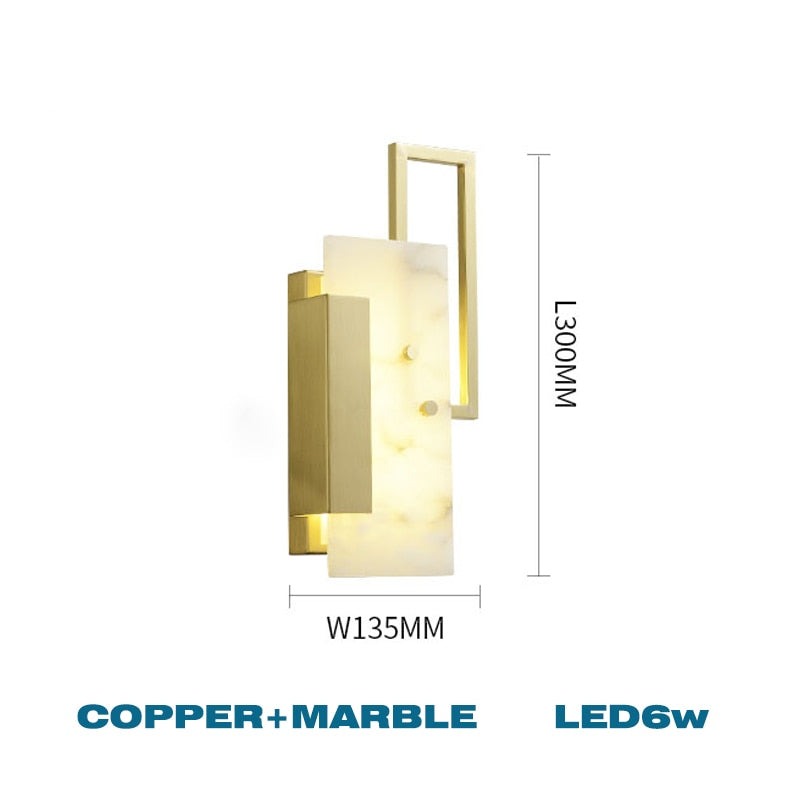 IIS Luxury Marble LED 6W Copper Golden Wall Lamp