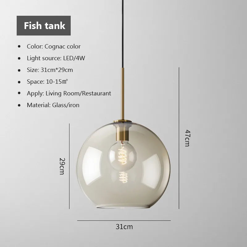 Nordic Industrial Glass LED Pendant