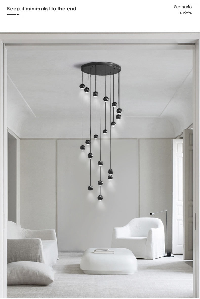 APEX Modern LED Duplex Hall Lighting Spiral Staircase Pendant Light