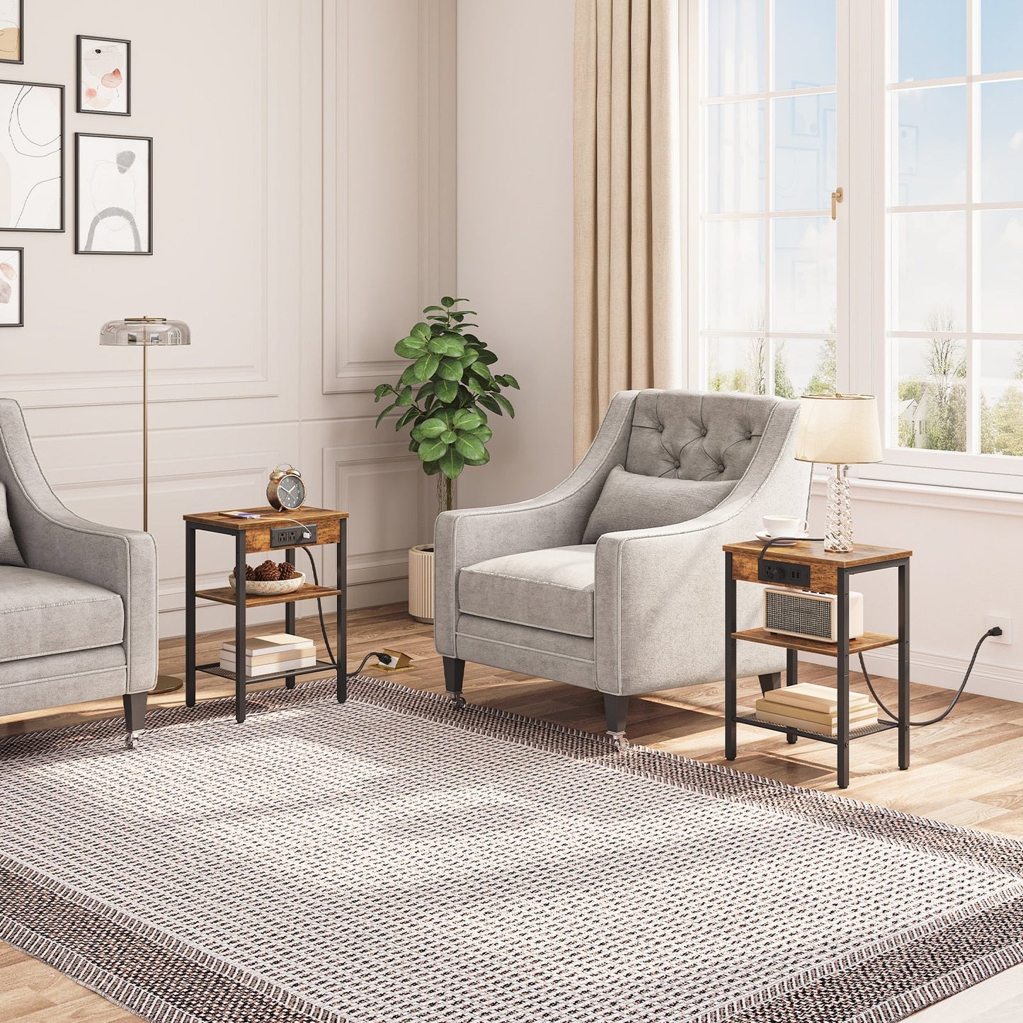 Kristian - Nightstand with Charging Station Small Nightstand