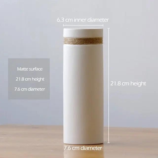 Signe - Modern White Vase with Hemp Rope