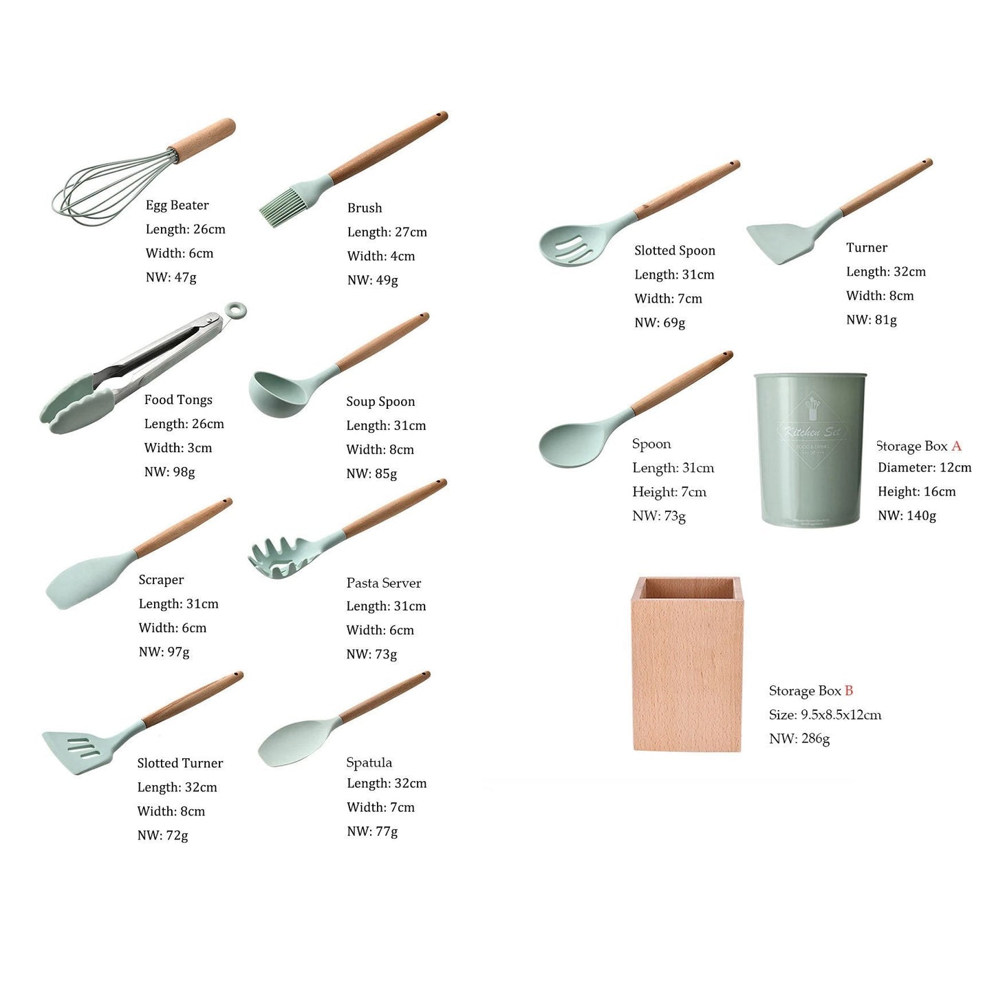 Silicon Utensil Sets - Nordic Side - 