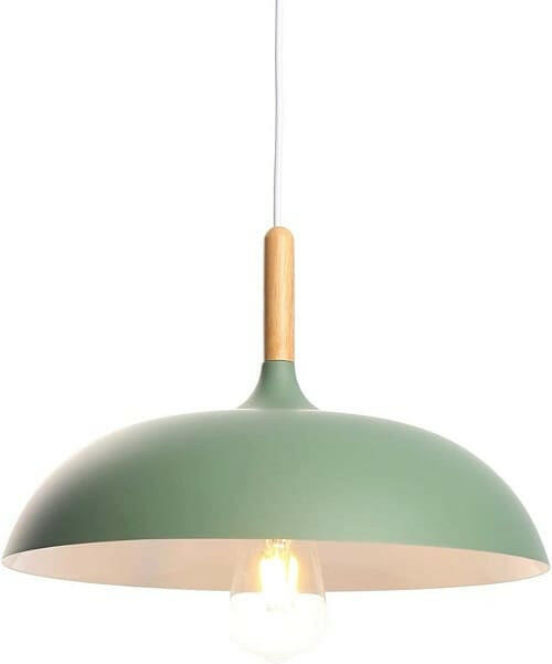 Silke - Modern Style Pendant Lamp in colored aluminum and wood