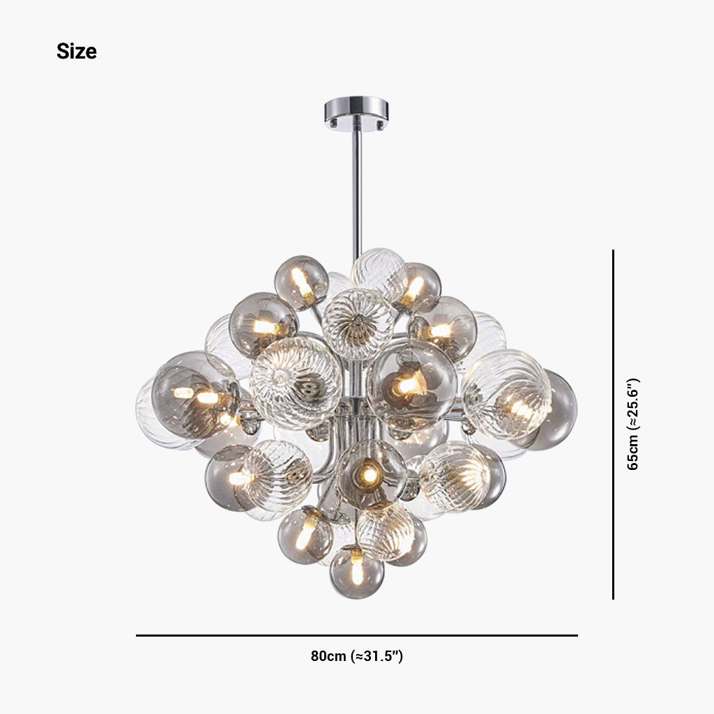 Chandelier Bubble Cluster Luxurious Glass, Smoke Grey