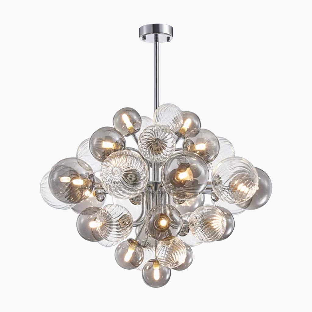 Chandelier Bubble Cluster Luxurious Glass, Smoke Grey
