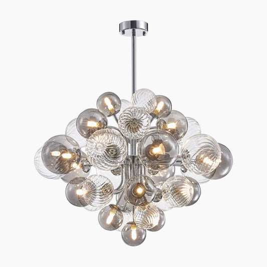 Chandelier Bubble Cluster Luxurious Glass, Smoke Grey