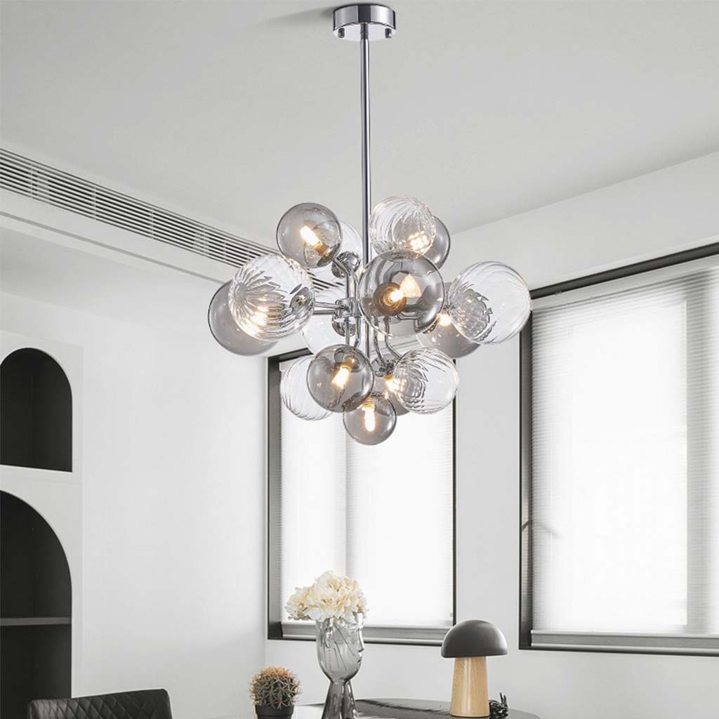 Chandelier Bubble Cluster Luxurious Glass, Smoke Grey