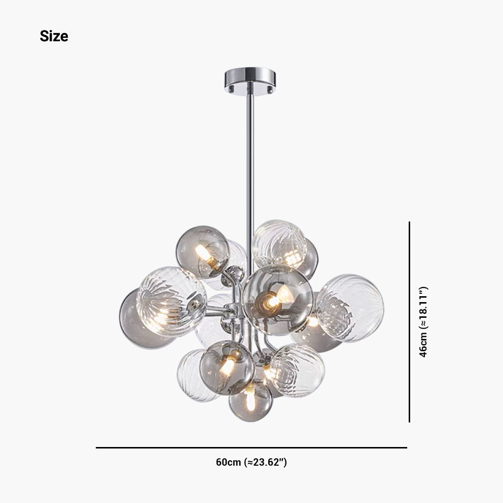 Chandelier Bubble Cluster Luxurious Glass, Smoke Grey