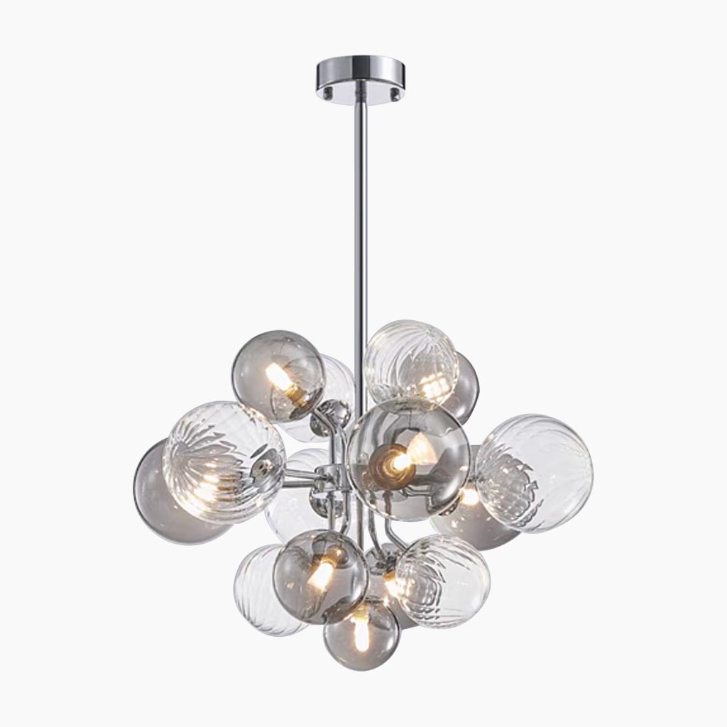 Chandelier Bubble Cluster Luxurious Glass, Smoke Grey