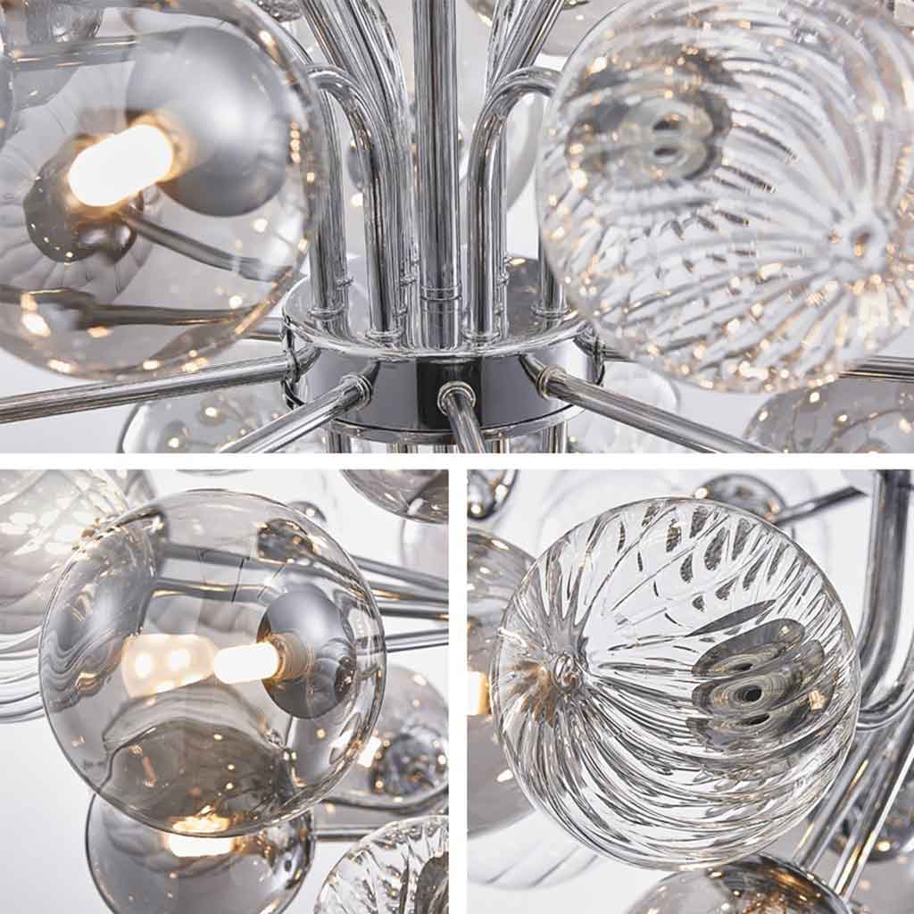 Chandelier Bubble Cluster Luxurious Glass, Smoke Grey