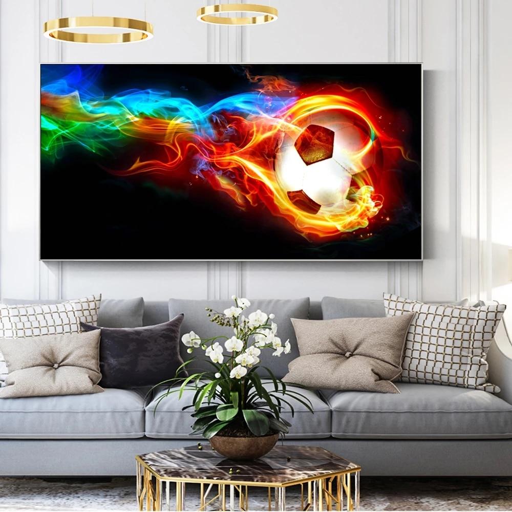 Fire Soccer Ball Canvas Print