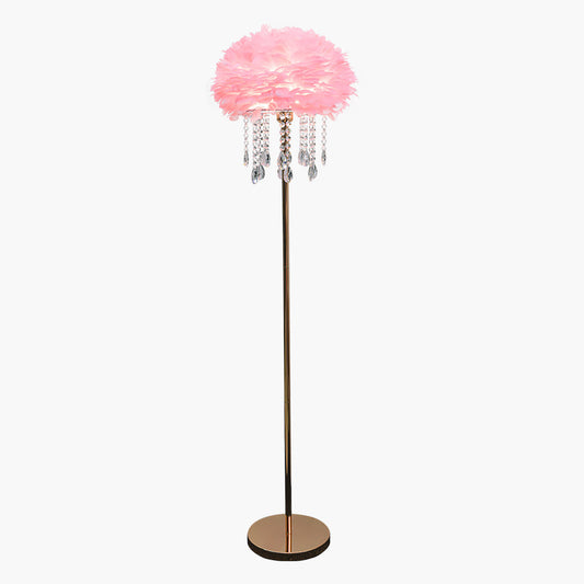 Feather Floor Lamp with Crystal Tassels, Stylish, 3 Colors