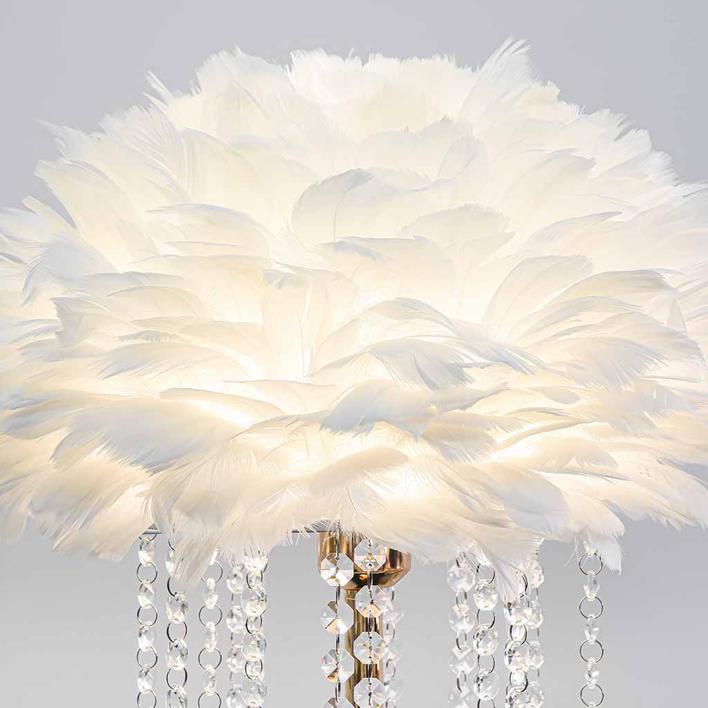 Feather Floor Lamp with Crystal Tassels, Stylish, 3 Colors