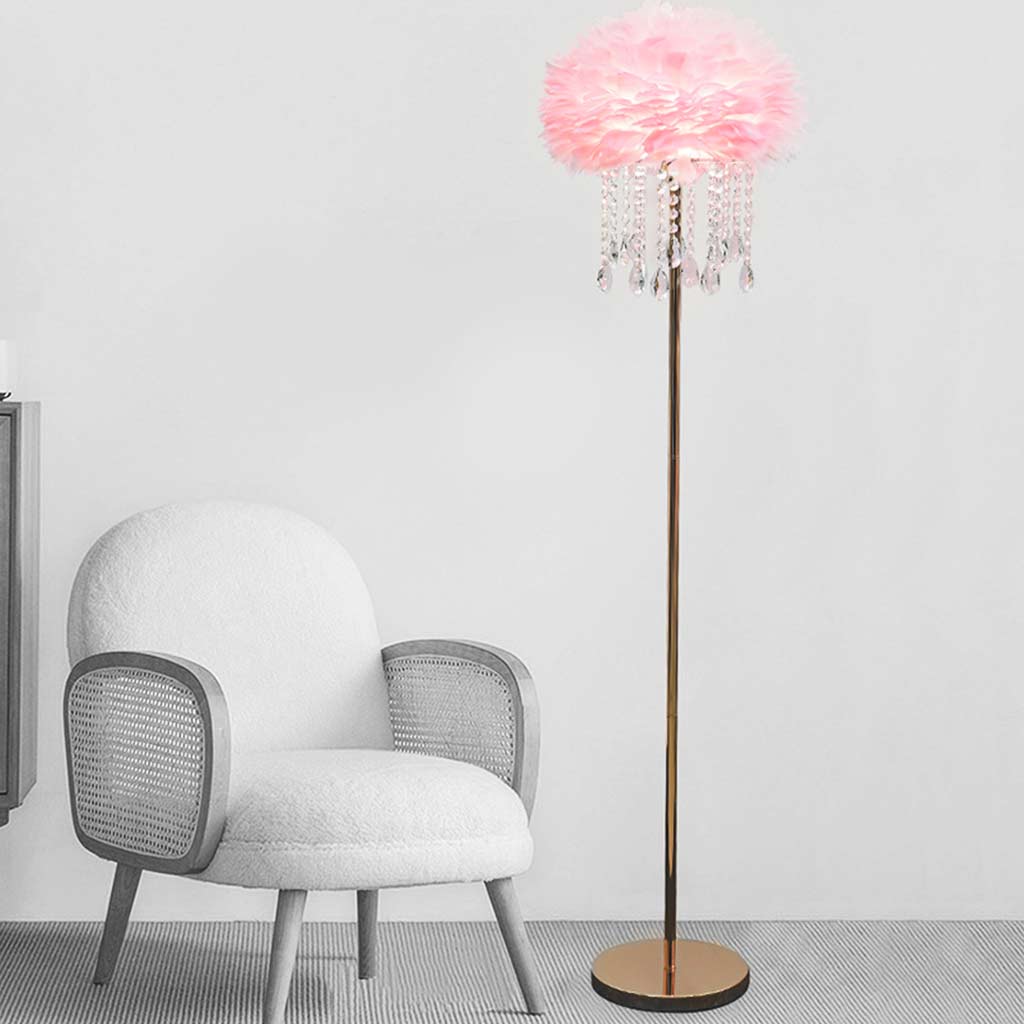 Feather Floor Lamp with Crystal Tassels, Stylish, 3 Colors