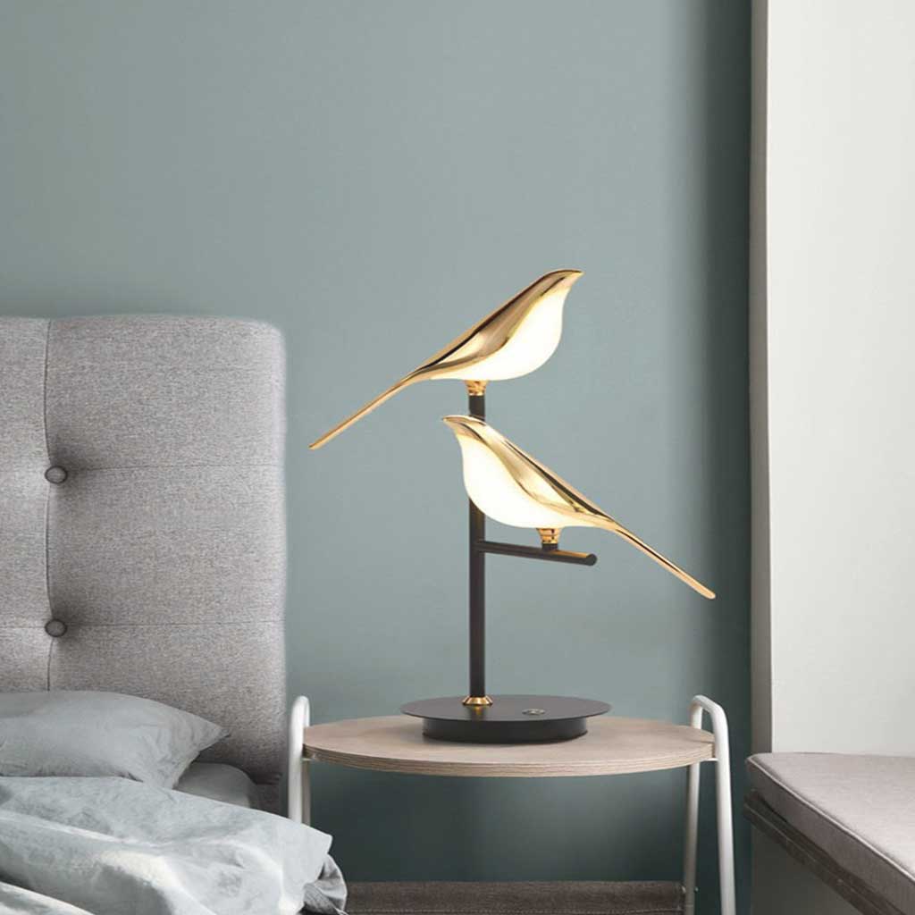 Table Lamp Modern Creative Bird Dimmable, Black & Gold