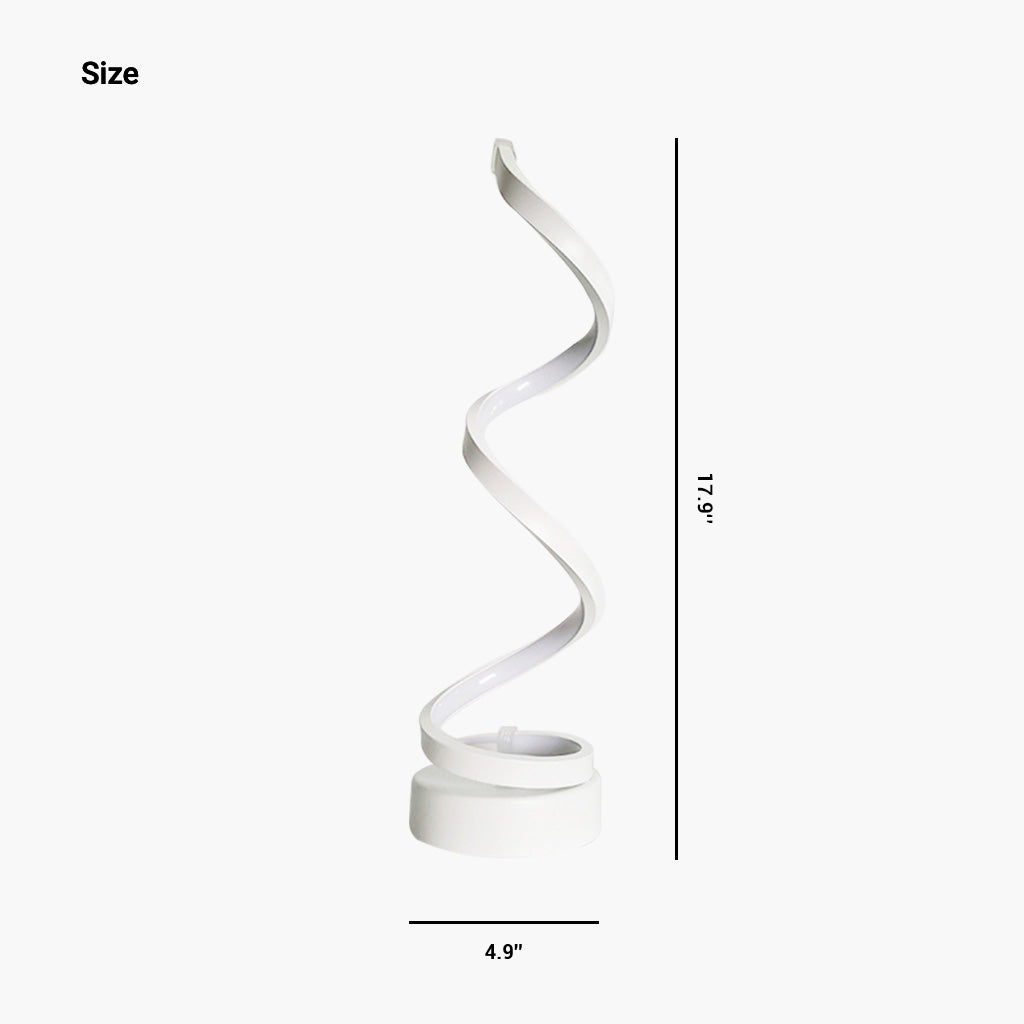 Table Lamp Minimalist Unique Spiral Dimmable LED, White / Black