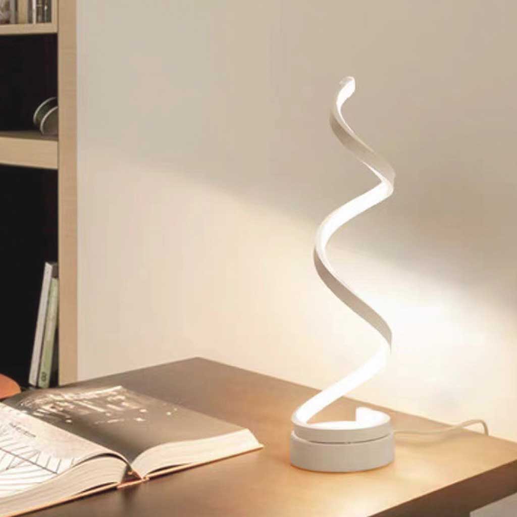 Table Lamp Minimalist Unique Spiral Dimmable LED, White / Black