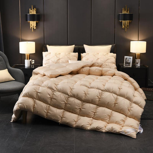 Tanya Beige Pinch Quilted Goose Down Comforter