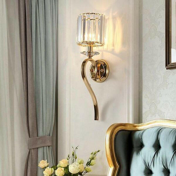 Tara - Crystal Shade Hook Bar Wall Lamp
