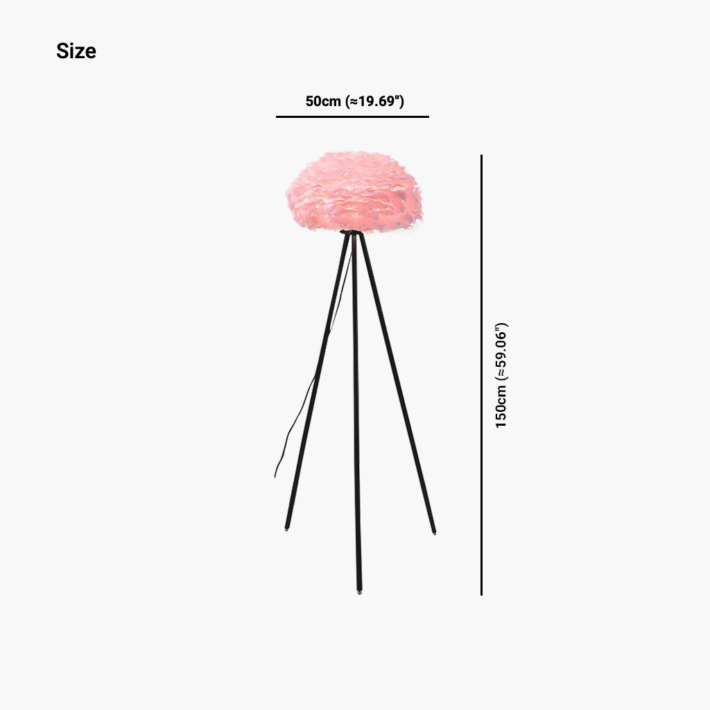 Tripod  Floor & Table Lamp Set with Goose Feather Shades, White/Pink