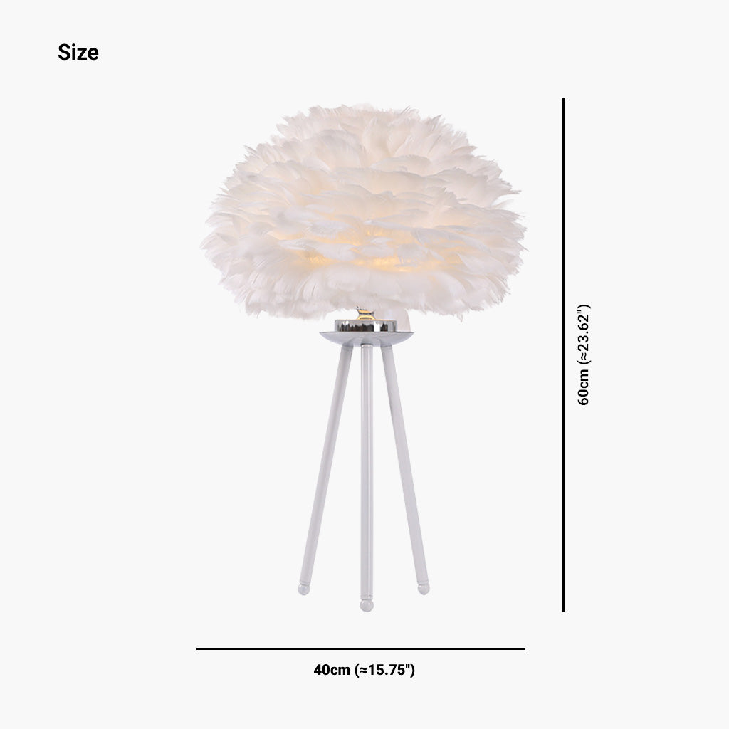 Tripod  Floor & Table Lamp Set with Goose Feather Shades, White/Pink