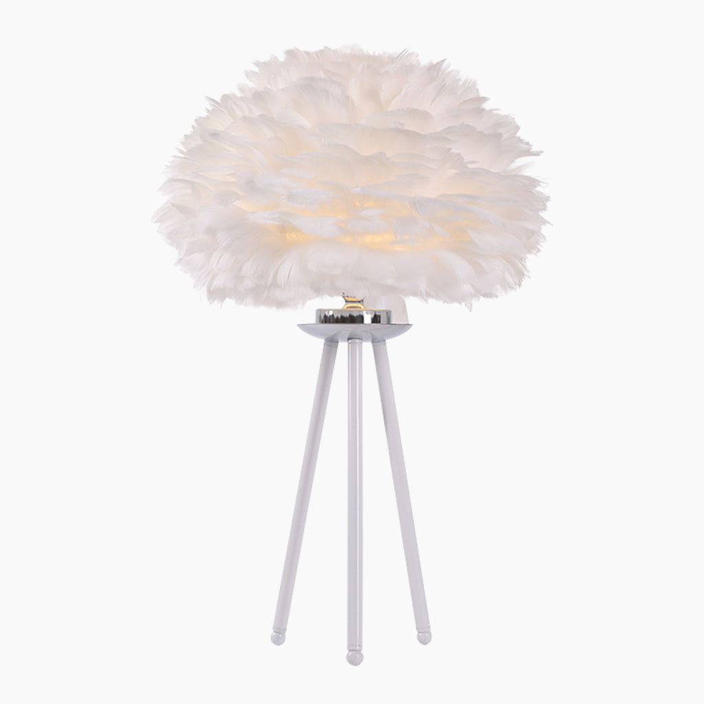 Tripod  Floor & Table Lamp Set with Goose Feather Shades, White/Pink
