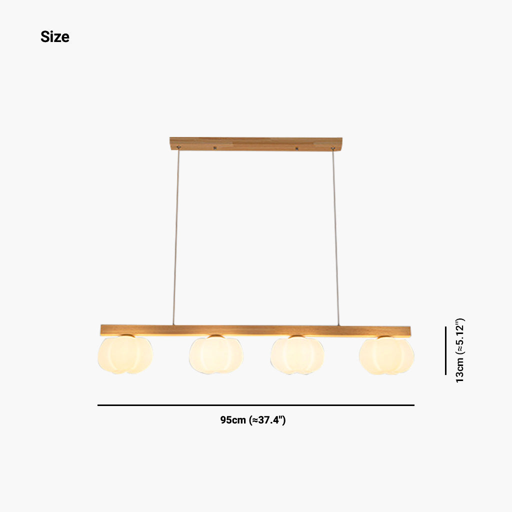 Chandelier Pendant Light Wood Modern Unique Cream Cotton, Multi Lights