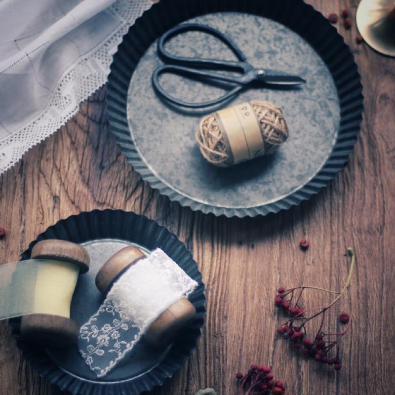 Retro Rustic Floral Metal Tray