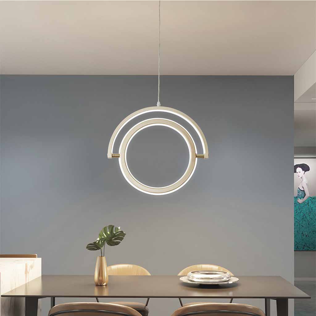 Dining Room Pendant Light Unique Ring Circular Wrought Iron, Gold