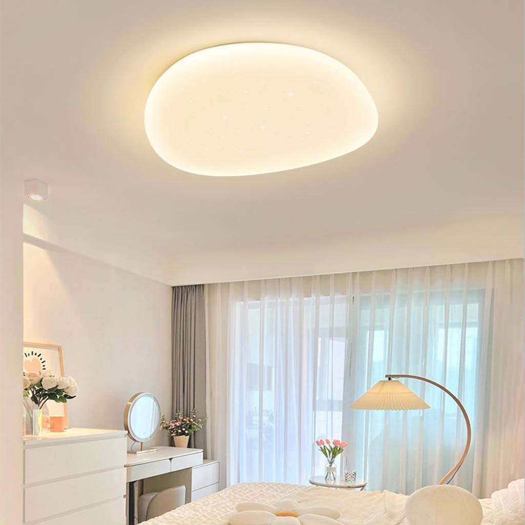 Flush Mount Ceiling Light Unique White Pebble, Acrylic